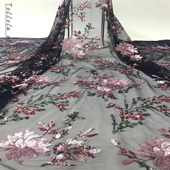 

Nigerian French Lace Fabrics With Sequins 2019 African Tulle Lace Fabric High Quality African Lace Wedding Fabric For Dress