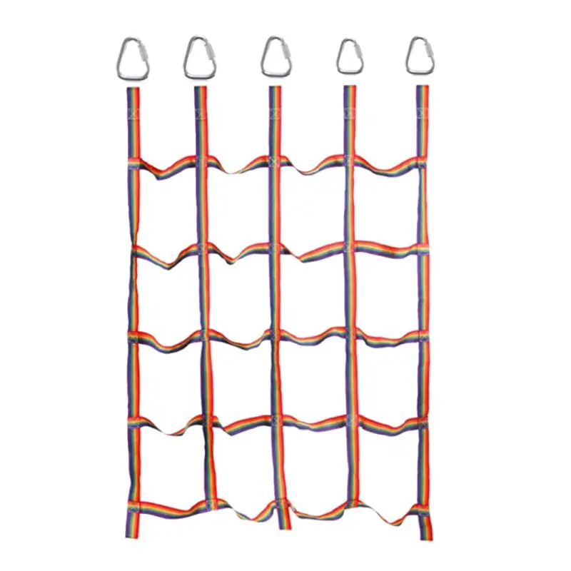 

Outdoor Climbing Net Children Rainbow Ribbon Netting For Physical Training Entertainment