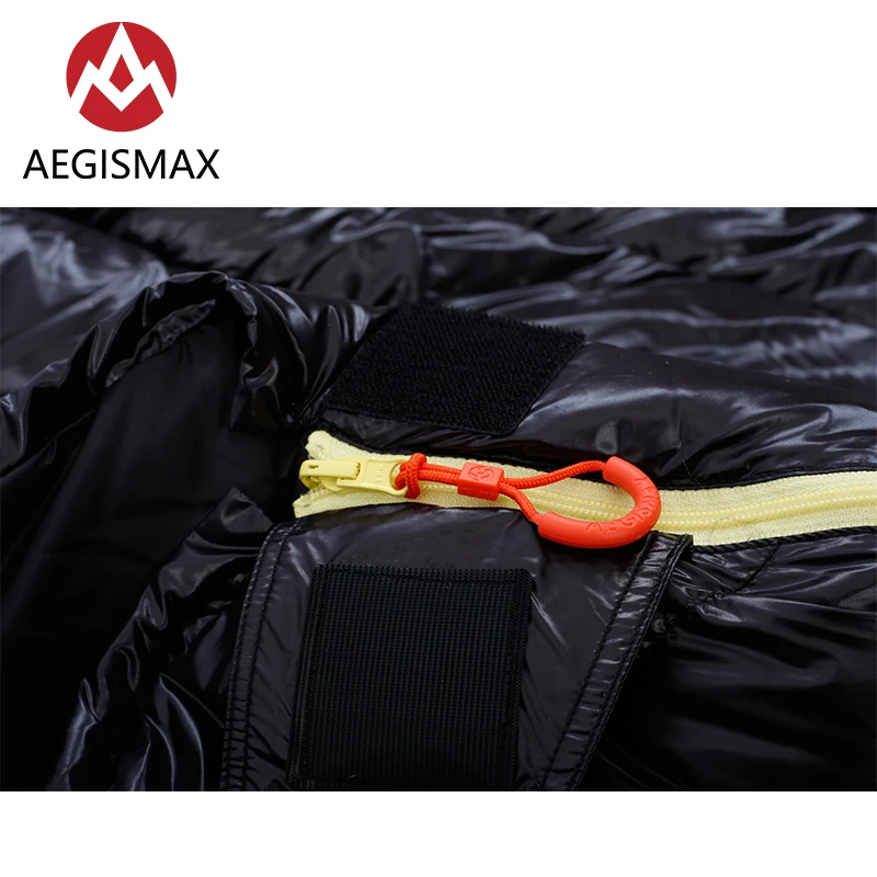 Спальный мешок AEGISMAX для взрослых длина 200x86 см черный ультралегкий с гусиным