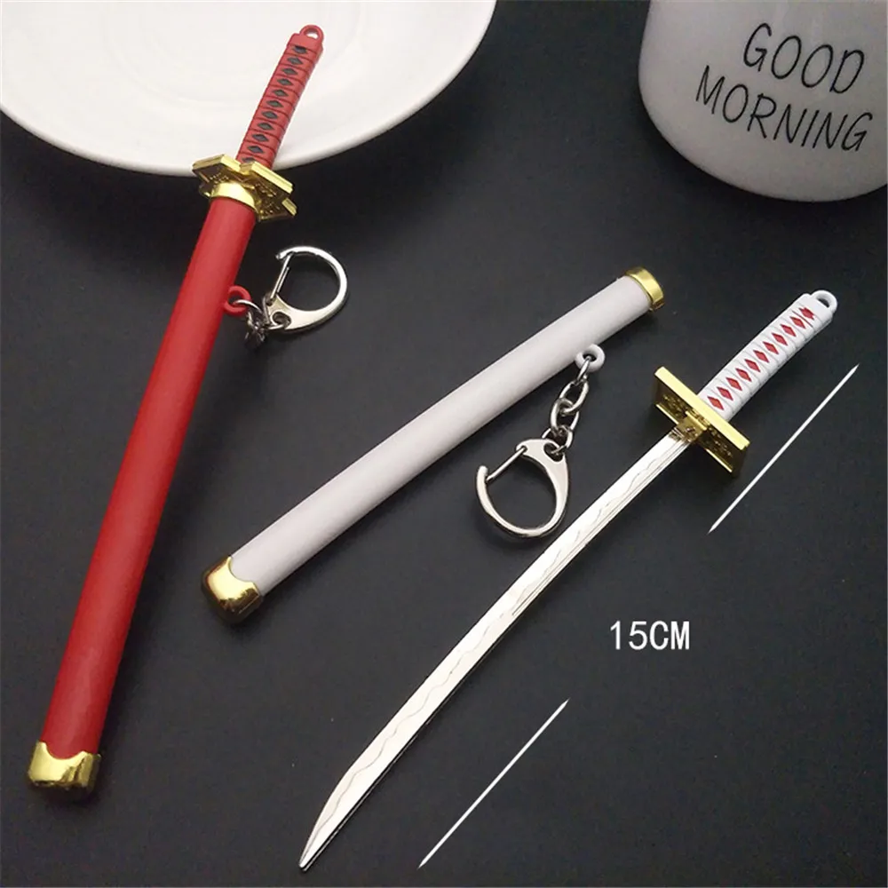 Eight Color Roronoa Zoro Sword Keychain Women Men Anime Knife Scabbard Sabre Snow Knife Key Chain Katana One Piece 15cm Q-053 anime keychain key chains mini sword keychain