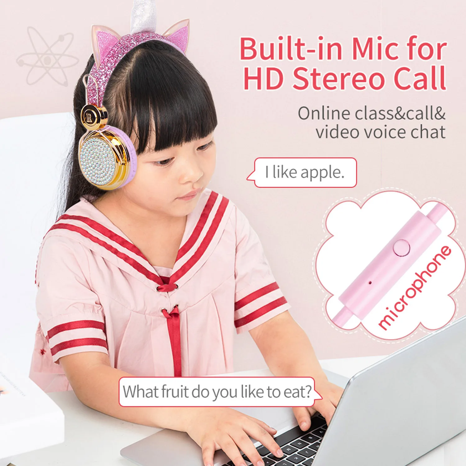 Vococal Kids Headphones Cartoon 3 5mm Wired Over On Ear Headset with Adjustable Headband for Girls Boys Gifts Online Courses