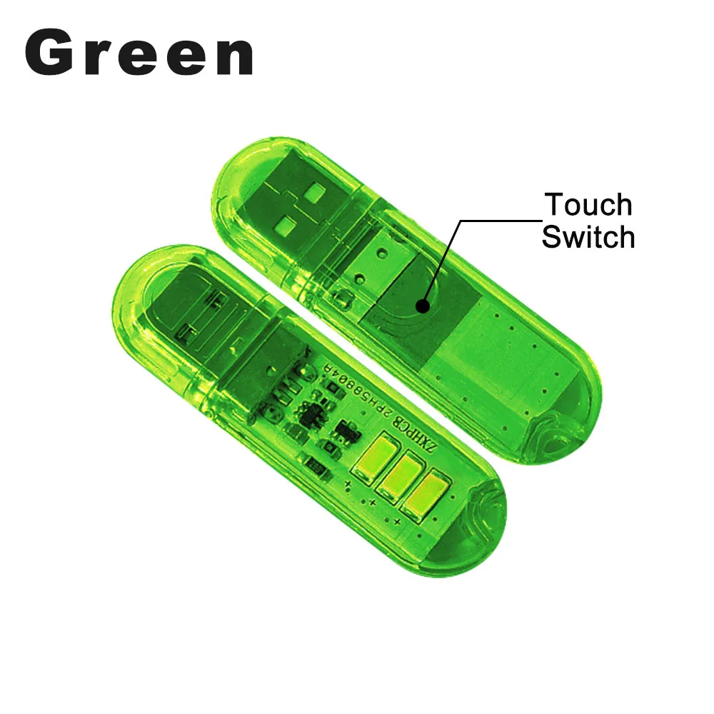 DC5V сенсорный переключатель USB мини светодиодный светильник для книг 3 светодиодный s 1,5 Вт портативный светодиодный светильник для чтения USB светодиодный ночной Светильник для кемпинга - Испускаемый цвет: Green