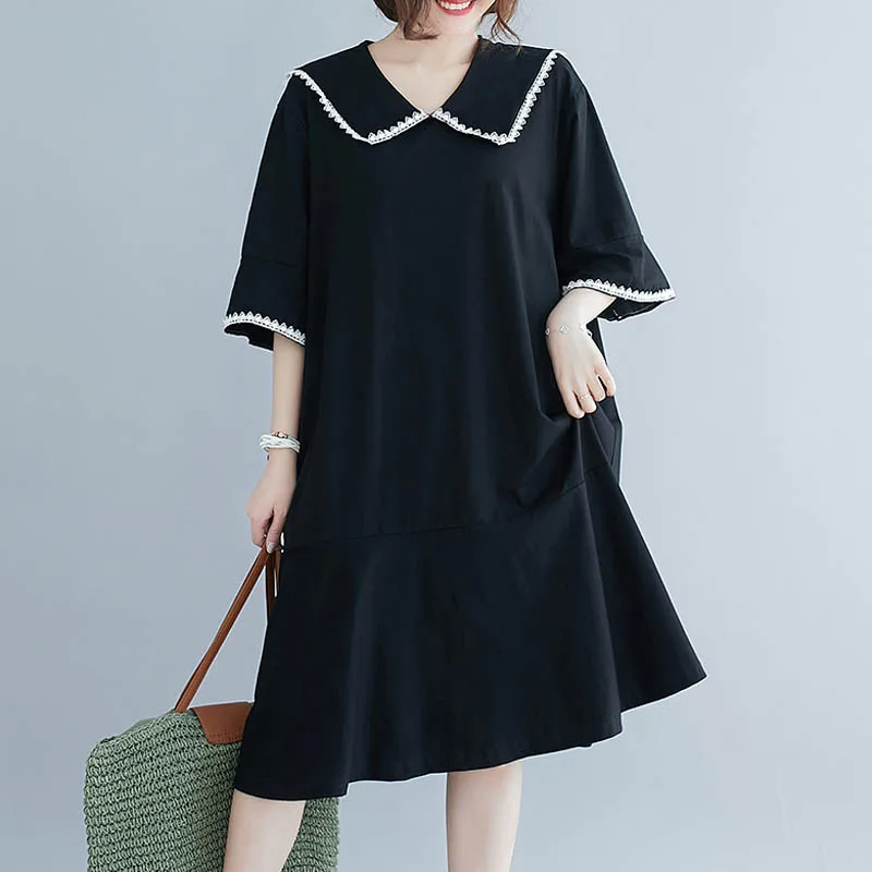 Летнее Хлопковое платье для женщин размера плюс Бюст 150 см 6XL 7XL 8XL 9XL с коротким