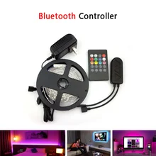 DC12V 5050 Светодиодная лента RGB 30 светодиодный s/m 5 м с bluetooth-контроллером и 1.5A блок питания Светодиодная лента