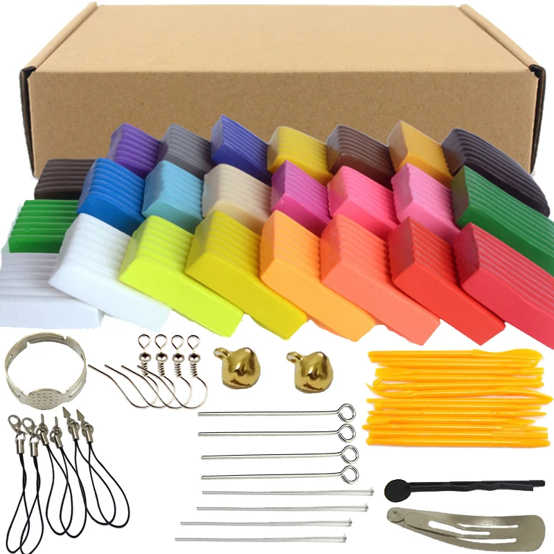 Best 24 Colors x20g Oven Baking Fimo Polymer Clay Modeling Clay Floam Slime Toys Fluffy Slime Box Light Plasticine for Children DIY