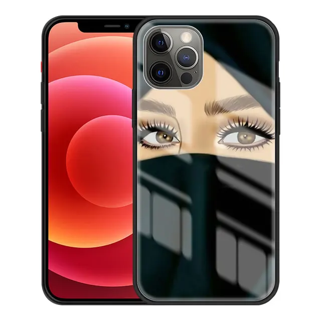 Tempered Glass Case For Apple iPhone 11 Pro Max 12 Mini XR 7 8 Plus SE 2020 X XS 6 6S Phone Cover Funda Crown Hijab Face Muslim T12