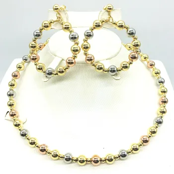 

Dubai gold necklace earrings collection fashion Nigeria wedding African pearl jewelry collection Italian women's jewelry set