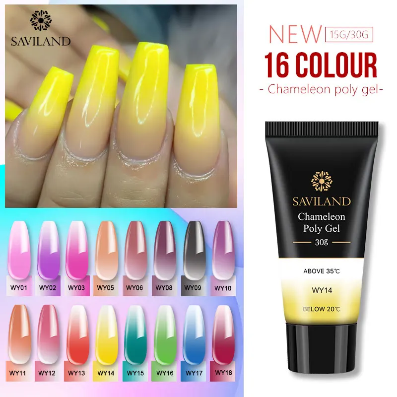 

SAVILAND 30ml Poly Gel Changing Color Thermal Extension Nail Art Camouflage Acrylic Poly Gel Nail Quick Building UV Gel Polish