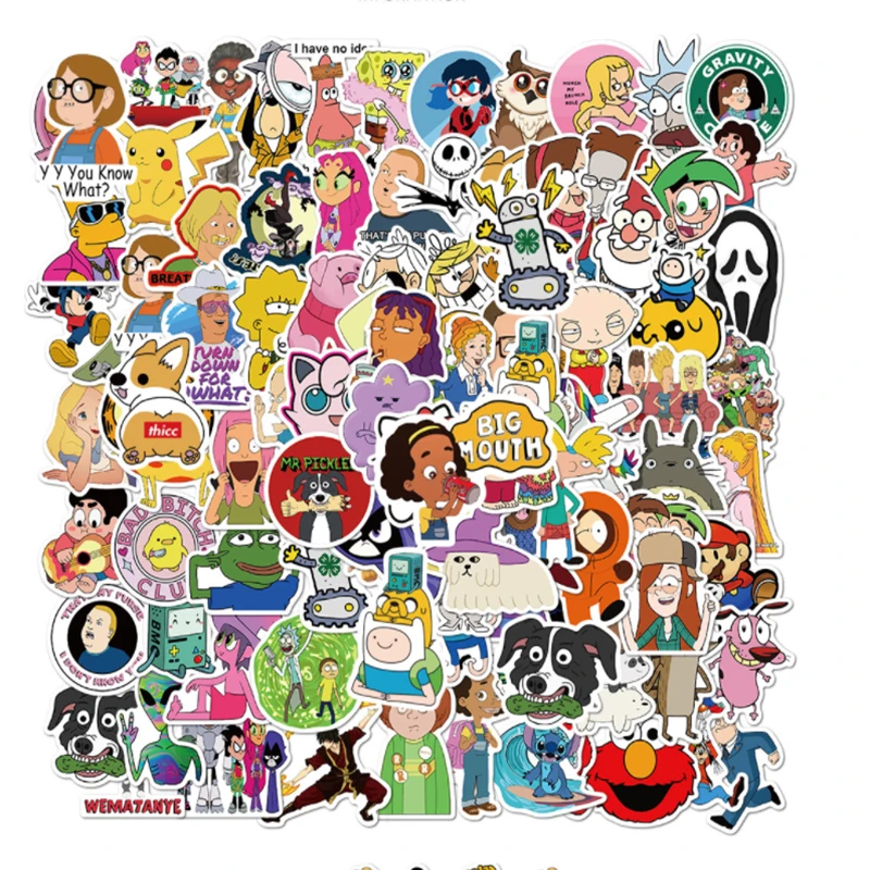 Colección de personajes de dibujos animados para niños, 50/101 Uds., Graffiti, impermeable, para monopatín, Maleta de viaje, teléfono, portátil, pegatinas de equipaje