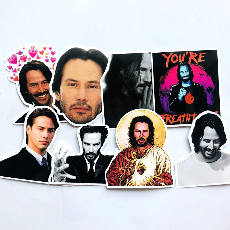 8PCS Keanu Reeves Sticker PVC For Luggage Car Laptop Notebook Decal Fridge Skateboard waterproof Styling | Автомобили и мотоциклы