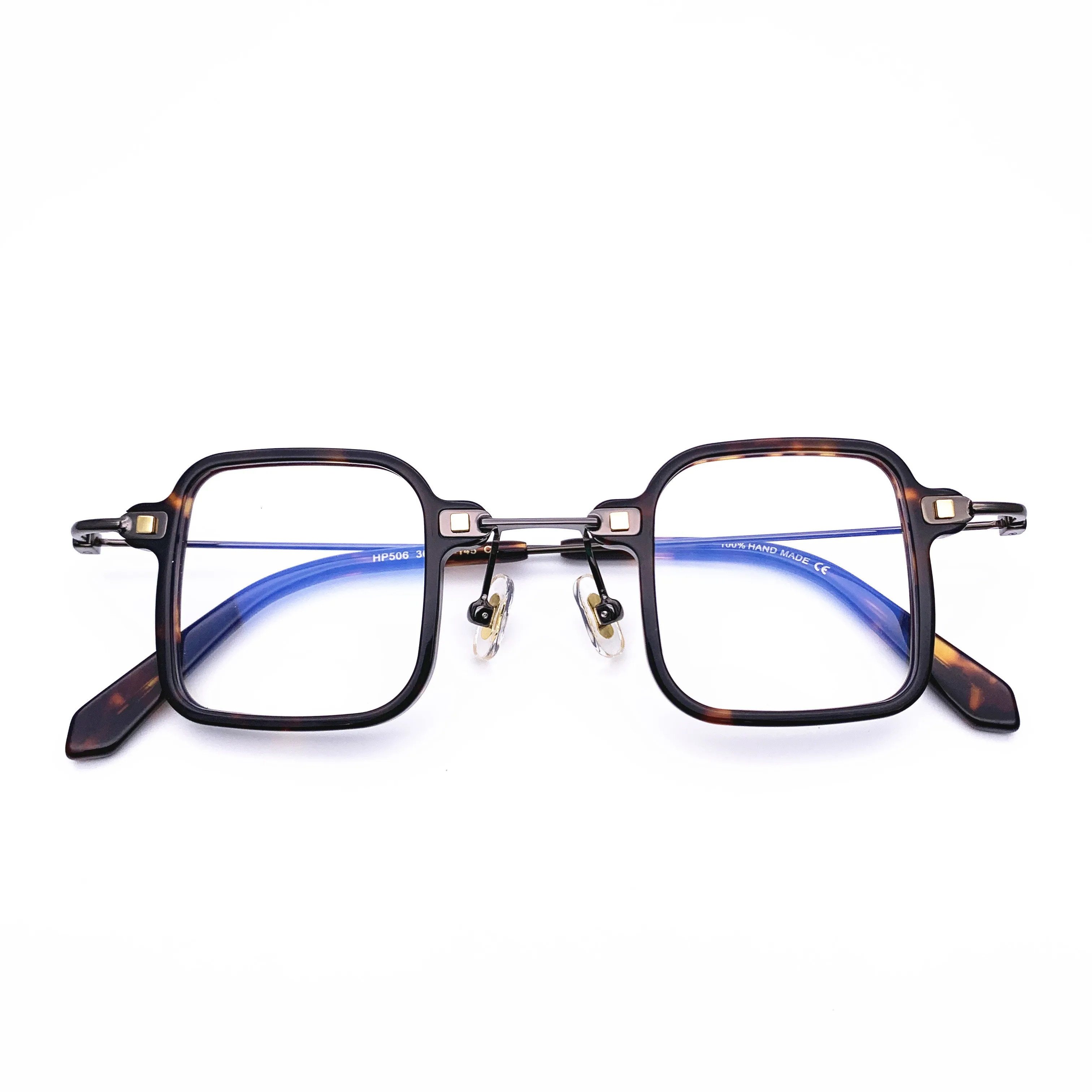 

Belight Optical Men Fancy Vintage Retro Acetate with Metal Square Irregular Shape Design spectacle frame precription lens 506