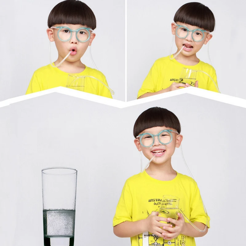 Fun Soft Plastic Straw Funny Glasses Flexible Drinking Toys Party Joke Tube Tools Kids Baby Birthday Party Funny Gadgets 1PC