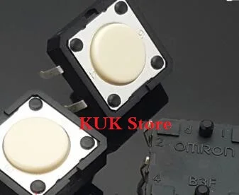 Original 100% NEW B3F-4000 12X12X4.3 MM 12*12*4.3 1.27N Tact Switch Round White Button 4Pins 500PCS/LOT | Электроника
