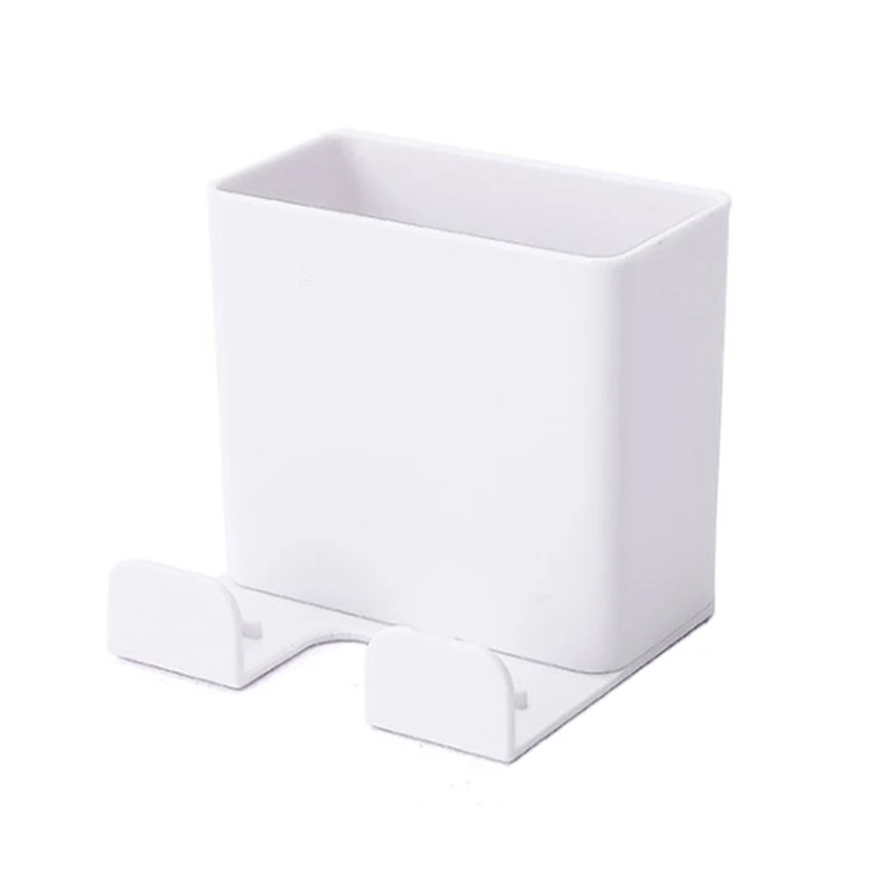 Подвесной ящик для хранения стойка держатель подставка Органайзер настенное зарядное устройство вешалка для телефона контейнер дистанционное управление база поддержка крюк - Цвет: Белый