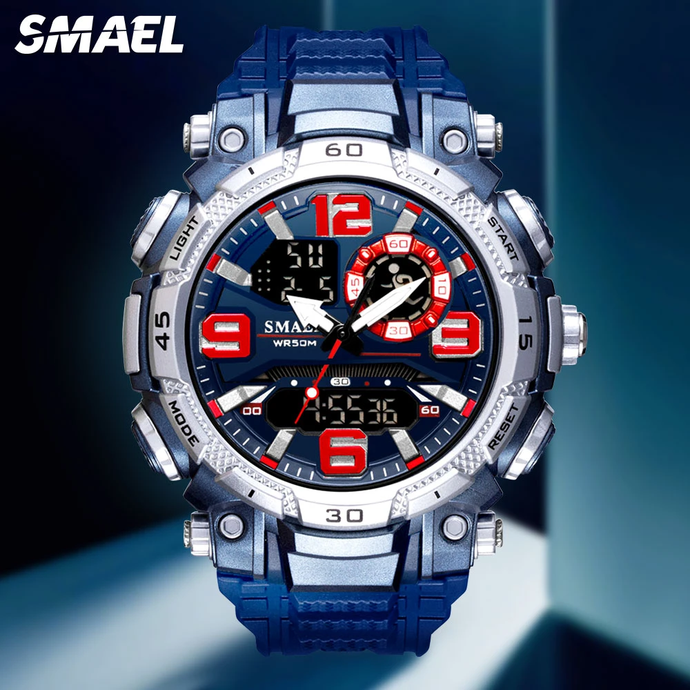 SMAEL 2022 New Digital Watch for Men Military Sport Waterproof Wristwatch Chronograph Quartz Watches Dual Time часы relogio 1921