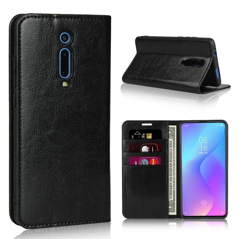 

For Xiaomi Mi 9T Luxury Wallet Cover Genuine Leather Flip Case For Xiaomi Redmi K20 Business Phone Accessory Bag Coque