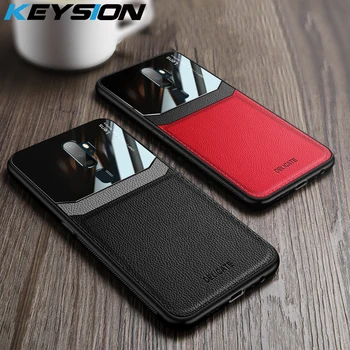 

KEYSION Business Leather Case for OPPO A9 2020 A11X Mirror Glass Silicone Shockproof Phone Back Cover For OPPO A5 2020 A9 2020