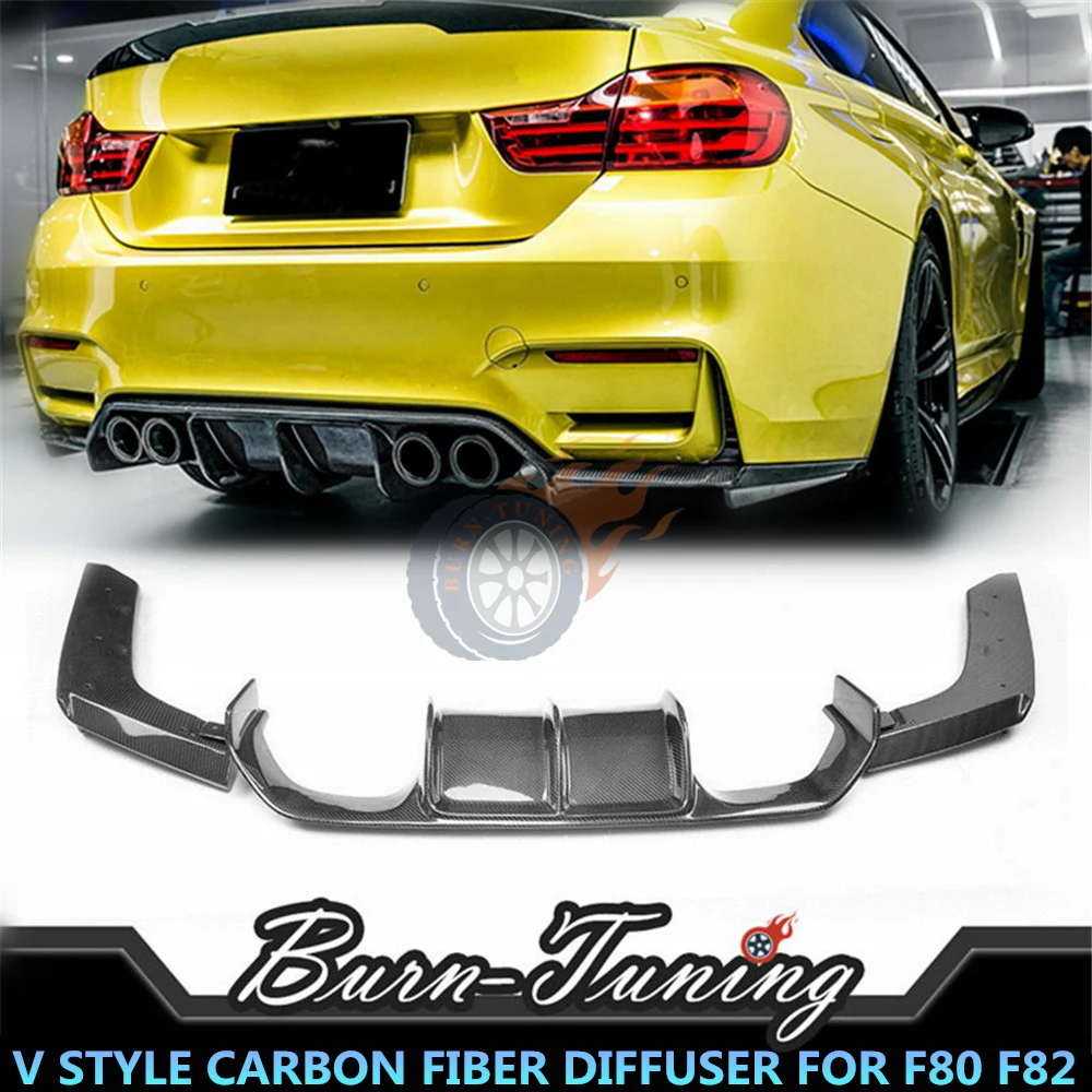 

Perfect Fitment V Style Carbon Fiber Diffuser For BMW F80 M3 F82 M4 2015-2018 Vorsteiner Look Rear Bumper Lip Refit Diffuser