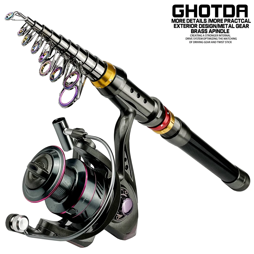 Fishing Rod and Reel Combo 1.8M-3.6M Fishing Rod 5.2:1 Spinning Fishing Reel Portable Freshwater Kit Set fishing pole set fishing rod and reel combo fishing rod