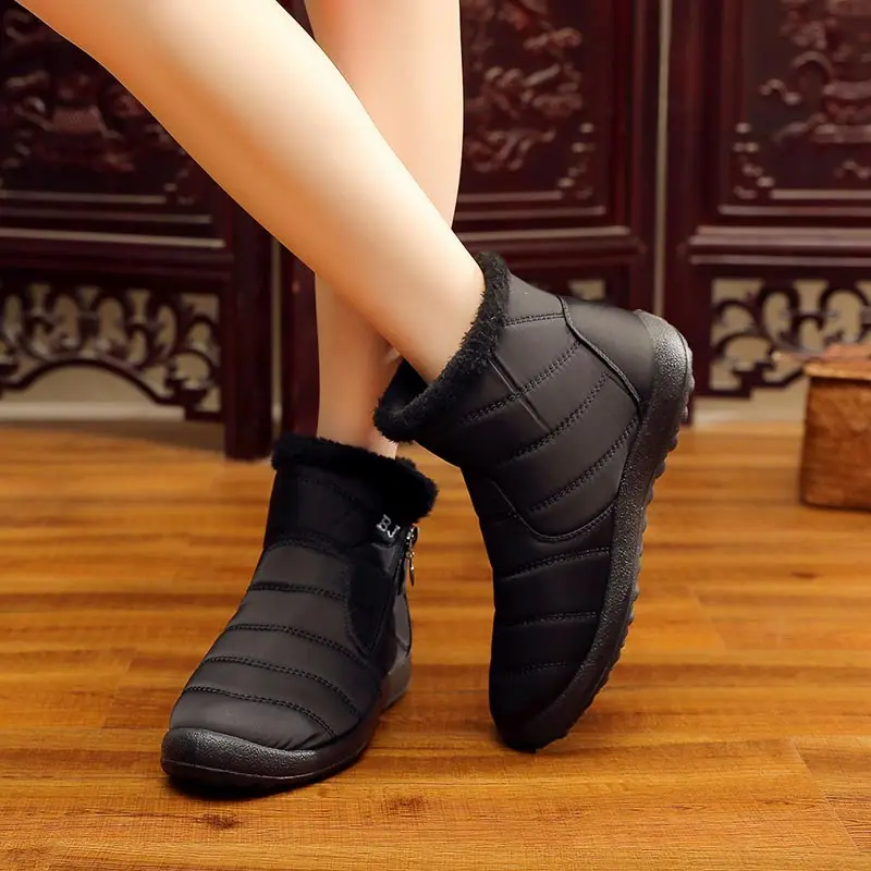 Теплые плюшевые зимние ботинки; женская обувь; большие размеры; ; женские зимние ботинки; Повседневная водонепроницаемая обувь; женские ботильоны на молнии; botas mujer