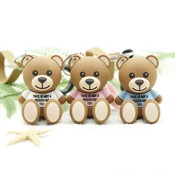 

2019 Cute Cartoon Bear Key chain Gifts For Women Bag Pendant Epoxy PVC Figure Charms Key Chains Children's toy gift key ring