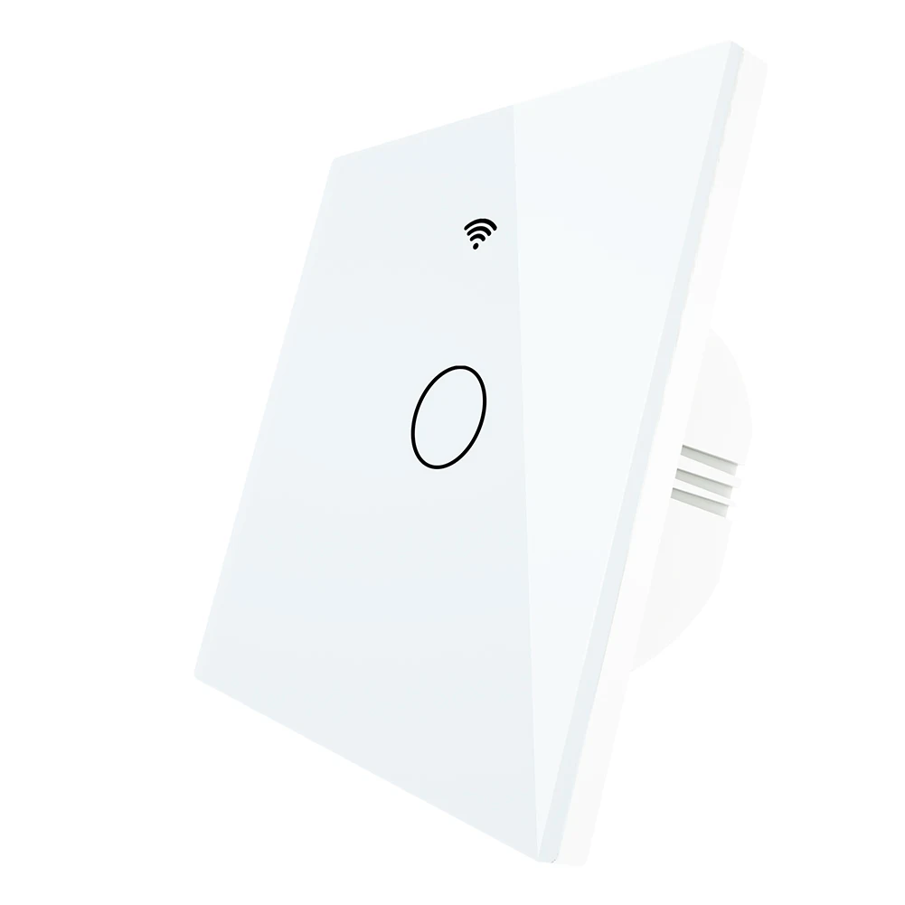 WiFi Smart Switch Remote Control Glass Panel Light Switch Works With Alexa Echo Google Home RF433 EU Type Touch 1/2/3 Gang - Цвет: 1 gang white switch