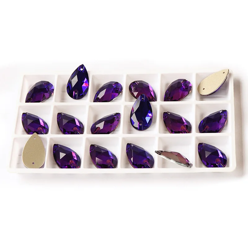 6A Стразы наивысшего качества, шитье стразами, камни слеза, пришивные стразы для украшения платья, сумок, одежды, обуви - Цвет: Purple Violet