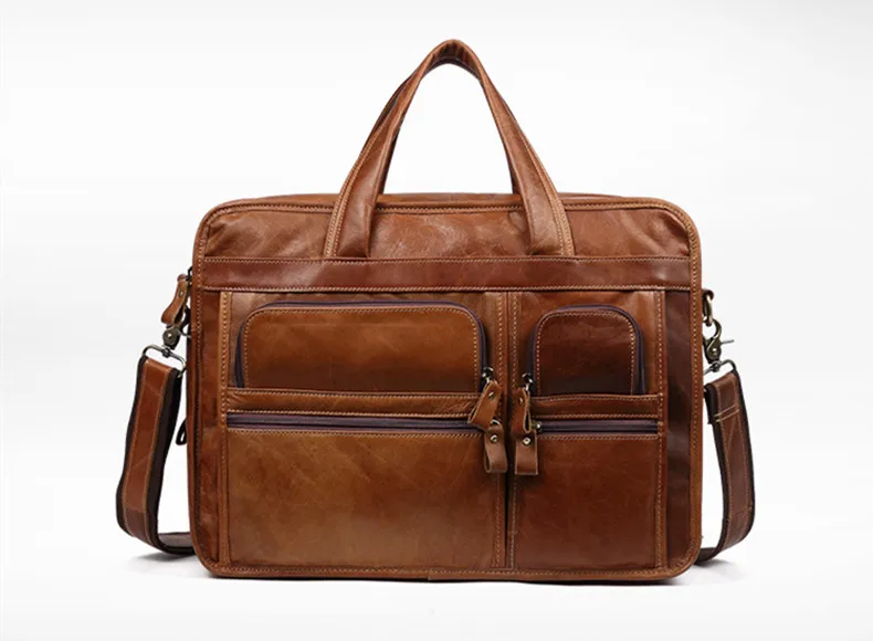2019 Роскошная натуральная кожа Для Мужчин's Портфели Бизнес, кожаная сумка для ноутбука, сумка-клатч Для мужчин сумка на плечо сумка-шоппер