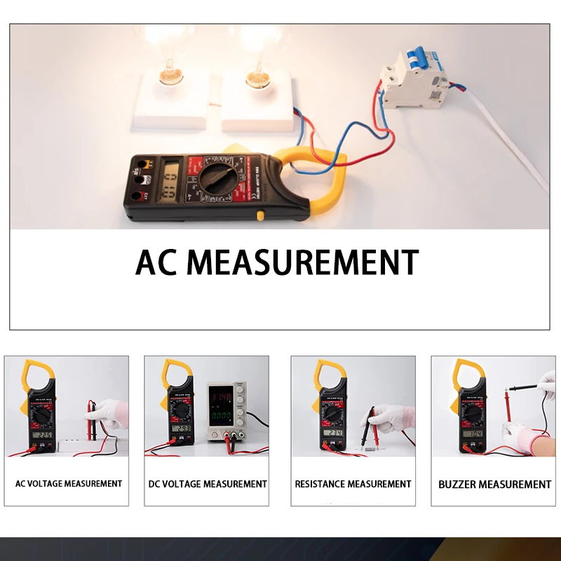 Digital Current Clamp Meter Buzzer Data Hold Non-contact Multimeter Voltmeter Ohmmeter Ammeter Ohmmeter Volt AC DC