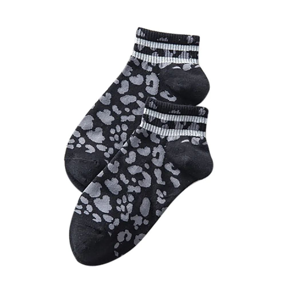 Женские Модные хлопковые носки с параллельными полосками, трендовые простые удобные леопардовые носки-башмачки, Осень-зима, новинка, теплые