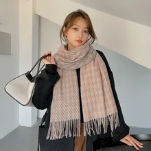 

2021 Women Fashion 100% Viscose Scarf Female Luxury Brand Houndstooth Pattern Foulard Shawls and Scaves Beach Cover-Ups Hijab