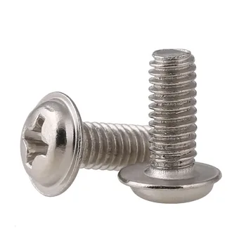 

PWM pan head round head screws with pad, mechanical screws with intermediate teeth, nickel plated M2.5 m3 M4 500Pcs