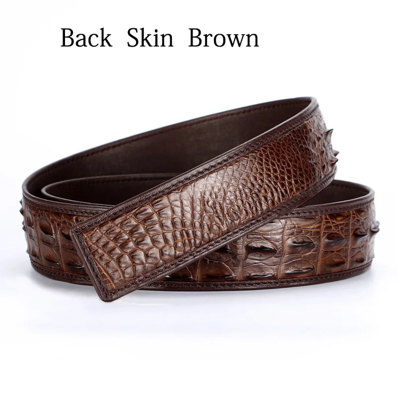 Back brown belt McParko роскошный белый пояс из крокодиловой кожи без пряжки из натуральной кожи ремень без пряжки мужской модный ремень поясной ремень для мужчин 38 мм - Цвет: Back brown belt