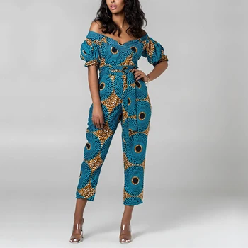 Alternative view of NK Dashiki Print Shoulder Off Ankara Style Jumpsuit Women