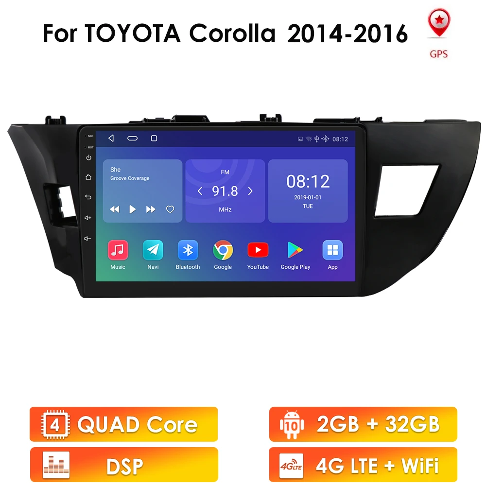 Автомобильный радиоприемник 2 Din Android для Toyota Corolla 2013 2014 2015 2016 Carplay стерео видео 10