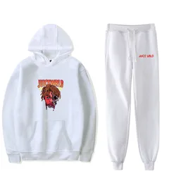 rapper juice wrld Men's Sportswear Sets Autumn Winter Hooded Thick Male Casual Tracksuit Men 2 Piece Sweatshirt + Sweatpants Set