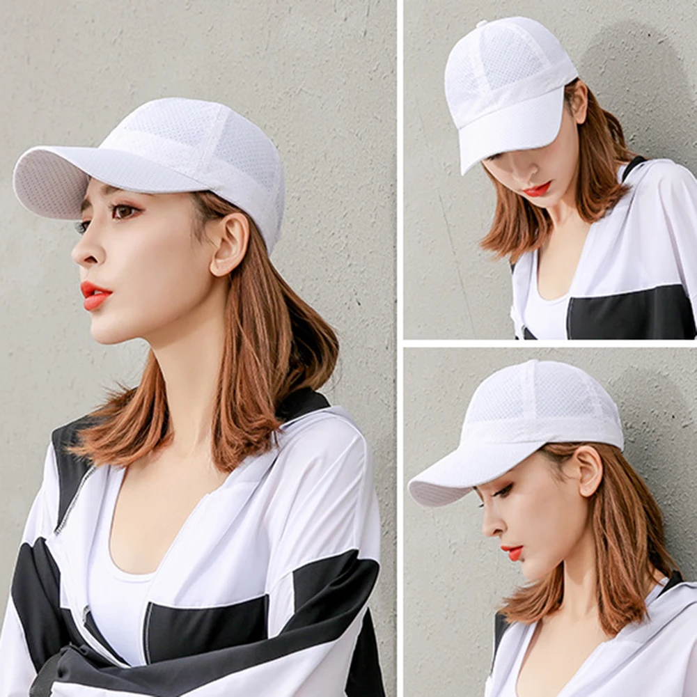 Женская однотонная летняя бейсболка Snapback, быстросохнущая дышащая Кепка с регулируемой сеткой, модная уличная одежда шляпа в стиле хип-хоп, облегающая Кепка