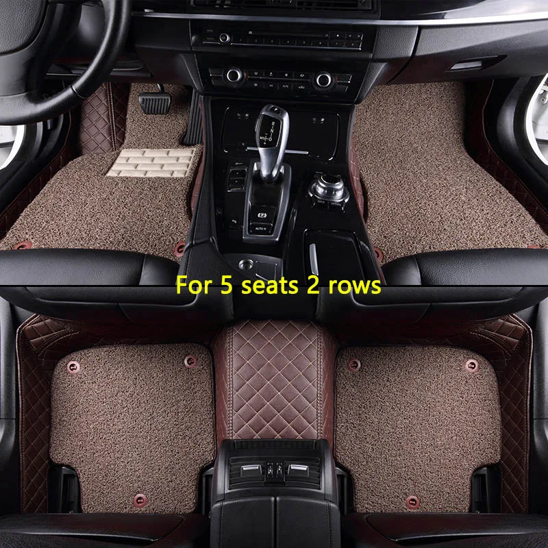 For 5 seats 2 rows Пользовательские автомобильные коврики для Toyota Corolla Camry Rav4 Auris Prius Yalis Avensis Alphard 4Runner Hilux highlander sequoia коврик - Название цвета: For 5 seats 2 rows