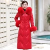 Real Fox Fur Collar Warm Down Jackets Genuine Leather Women Winter Coat Sheepskin Long Female Outwear Jackets 4