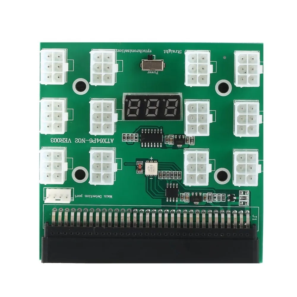 12 В выход 12 порт 6Pin PCI-E Breakout Board с светодиодный цифровой дисплей 1200 Вт/750 Вт для GPU горного источника питания