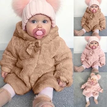 

Winter Kids Baby Boys Girls Fur Coat Jacket Thick Warm Hooded Fuzzy Cute Bowknot Cardigan Outerwear Infant Baby Boy Girl Clothes