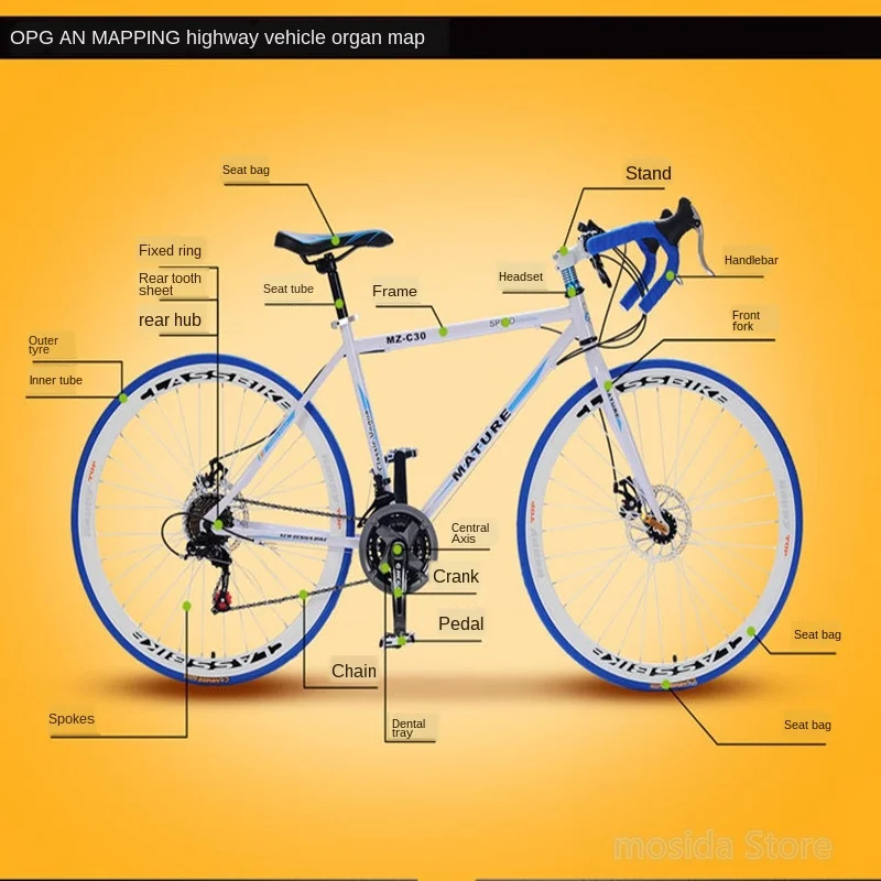 Aluminum alloy road bike racing 30/33 speed bend to double disc brake sports car 700C variable speed student bicycle