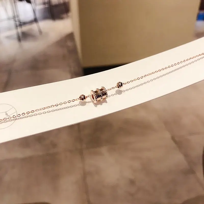 Высококачественный геометрический металлический браслет с бусинами браслет-цепочка цвета розового золота для женщин подарок ювелирные изделия