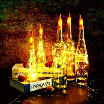 

2M 20 Christmas Candle Flame Wine Bottle String Fairy Lights Decoration LED Wine Bottle Wire String Lights Christmas Decor