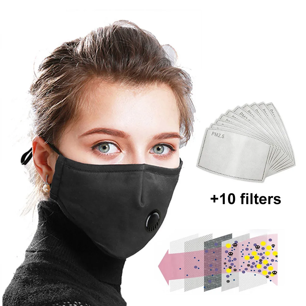

Respiratory Dust Mouth Anti Mask Anti Thicken Masks PM2.5 3D Cropped Breathable Valve Man Woman Activated carbon Anti-fog Mask
