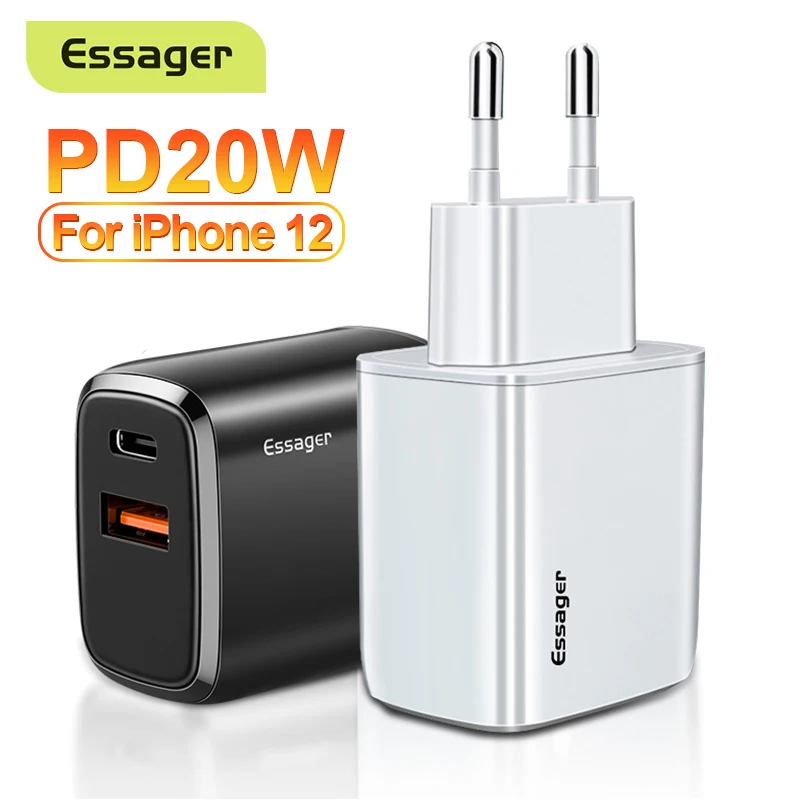 Essager-cargador USB tipo C de 20W para móvil, cargador de pared de viaje de carga rápida, para iPhone 12 Pro Max, Mini carga rápida 3,0 QC PD USBC USB-C