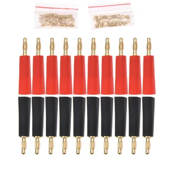 

Gold Speaker Banana Plug Cable Wire Adapters Plugs Copper Straight Connectors For Musical Audio with Heat Shrink Tube Kit 4Pcs