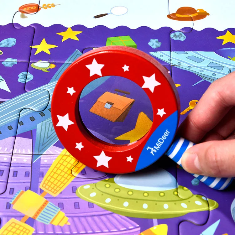 

MiDeer Mi Deer Children Jigsaw Puzzle Baby Educational Jigsaw Puzzle with Magnifying Glass Explore Paper