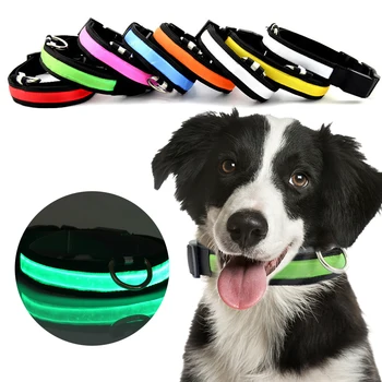 

1pc Nylon Pet Dog Collar Anti-lost Flashing Glow Collars Light Up LED Light Pet Neck Belt Reflective Dog Neck Strap Pet Supplies