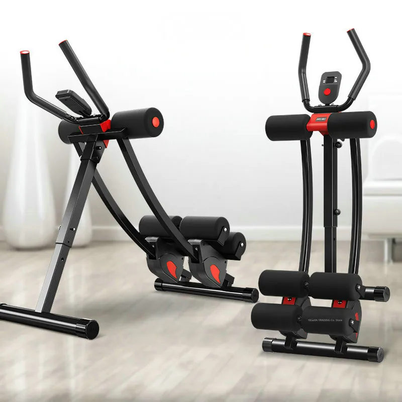 Máquina abdominal, posavasos de entrenamiento abdominal, altura ajustable,  equipo de ejercicio de cuerpo completo con monitor digital, plegable